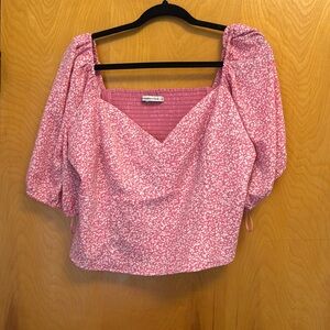 Abercrombie & Fitch Blouse floral pink puff sleeve size XL